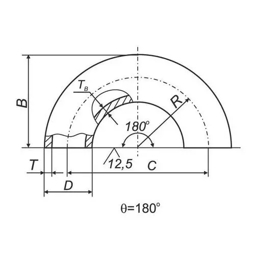 Отводы 180 в ВУС 25x33.7x2.3 мм Сталь 3 ГОСТ 17375-2001